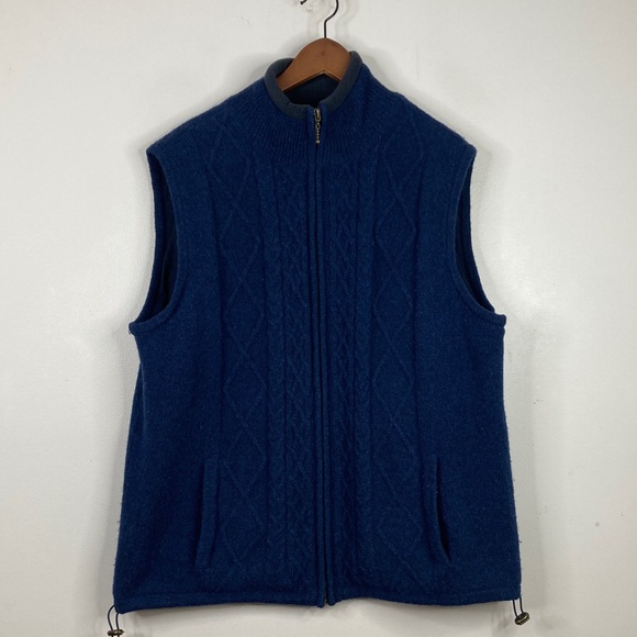 Aran Woollen Mills Other - Aran Woolen Mills Sweater Vest Mens XL Blue Wool Cable Knit Cotton Lining